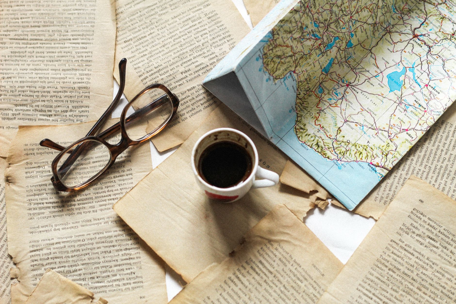 Journal editorial team reviewing map